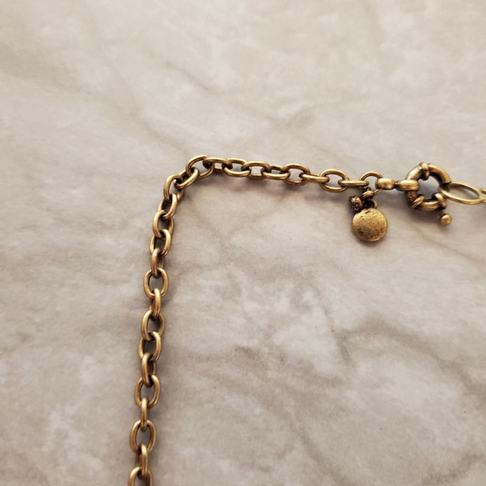💙 J.Crew Enamel Rhinestones Crystals Pave Antique Mini Statement Necklace 💙 - Picture 3 of 16